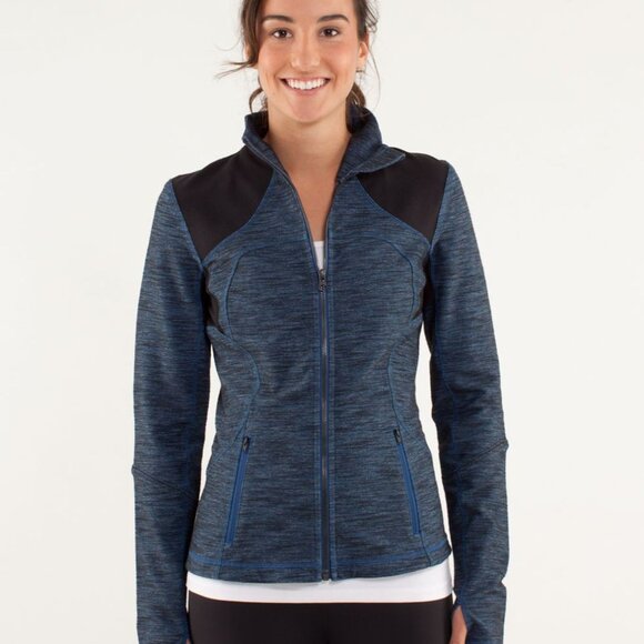 Lululemon Forme Jacket Reversible Slub Denim Limitless Blue / Black - Picture 1 of 4
